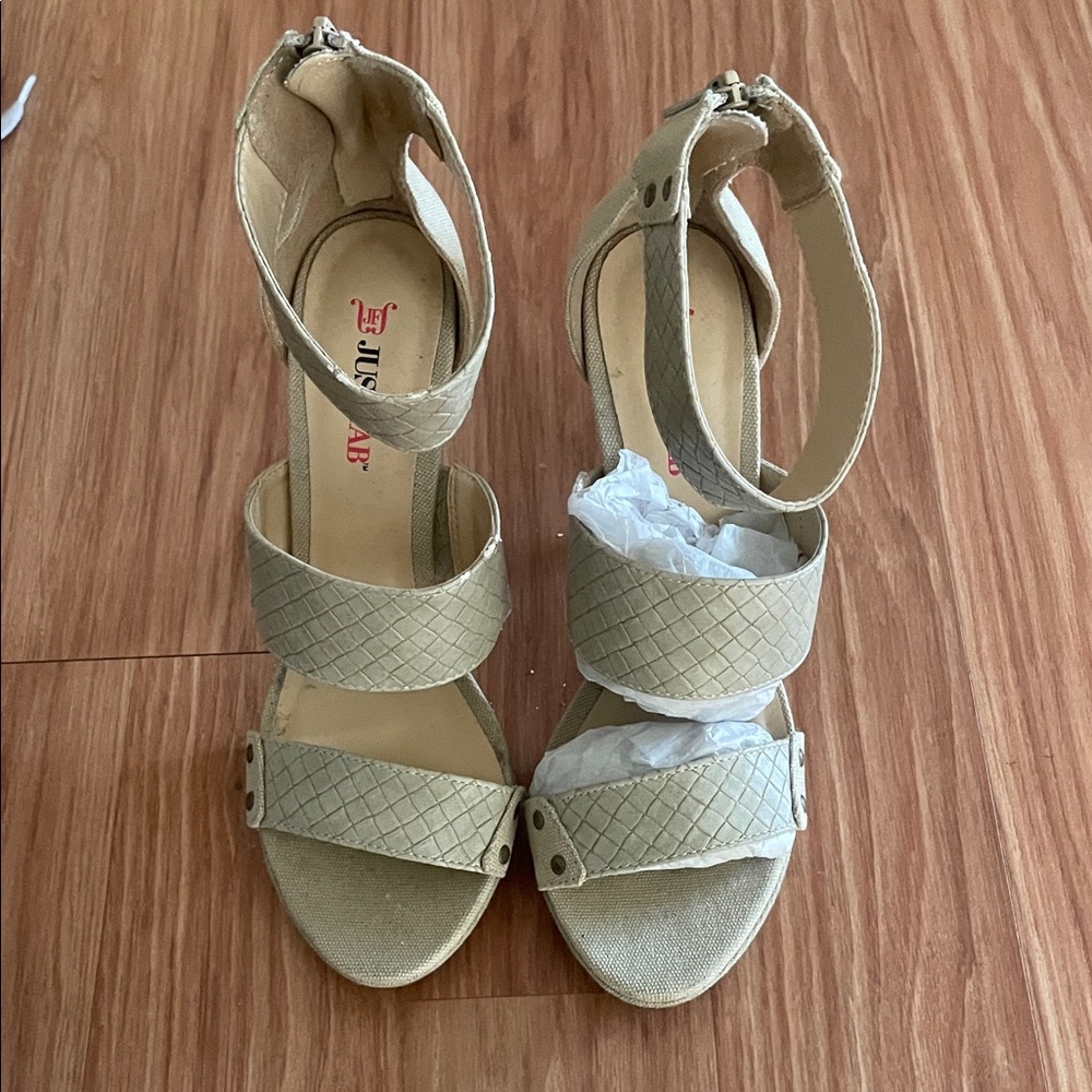 JustFab Women's Beige Strappy Heels